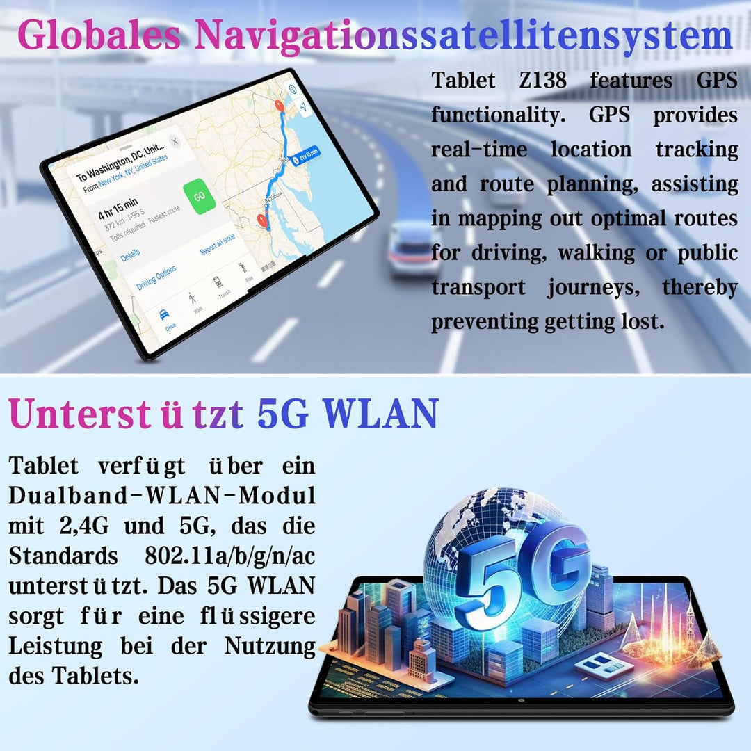 ZIOVO Kinder Tablet 10 Zoll Android 15 mit 30GB RAM+64GB ROM(TF 1TB), 5G WiFi, Gemini AI, Octa-Core,