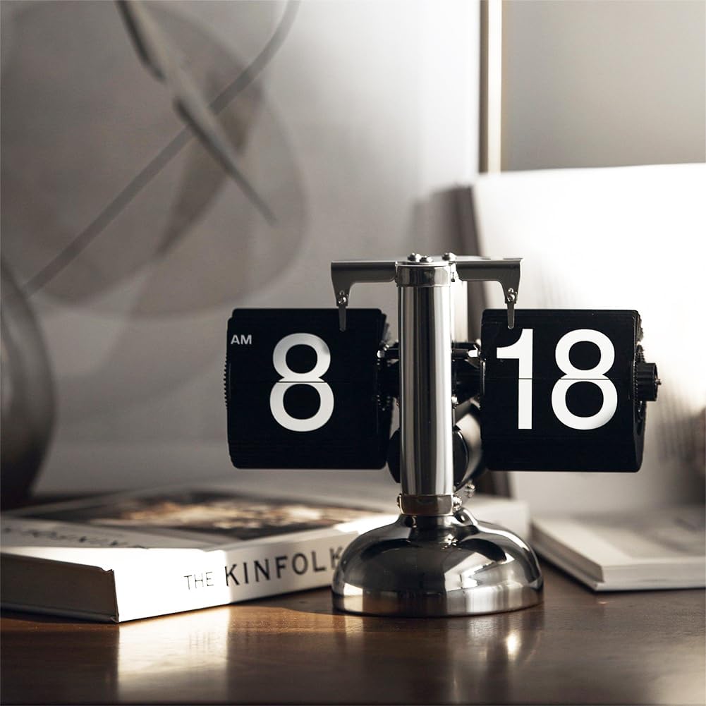 Leopacat Flip Down Uhr, Schreibtischuhr, Uhr Flip Retro Batteriebetrieben mit Internem Getriebe Betr
