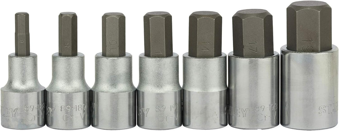Stanley Steckschlüsseleinsatz-Set, 6-Kant (1/2 Zoll, 7-teilig, 6/8/10/12/14/17/19 mm, MaxiDrive Prof