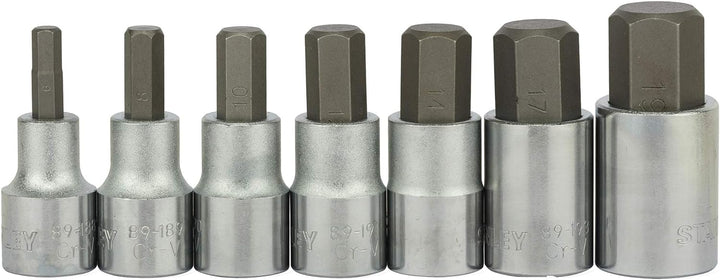 Stanley Steckschlüsseleinsatz-Set, 6-Kant (1/2 Zoll, 7-teilig, 6/8/10/12/14/17/19 mm, MaxiDrive Prof