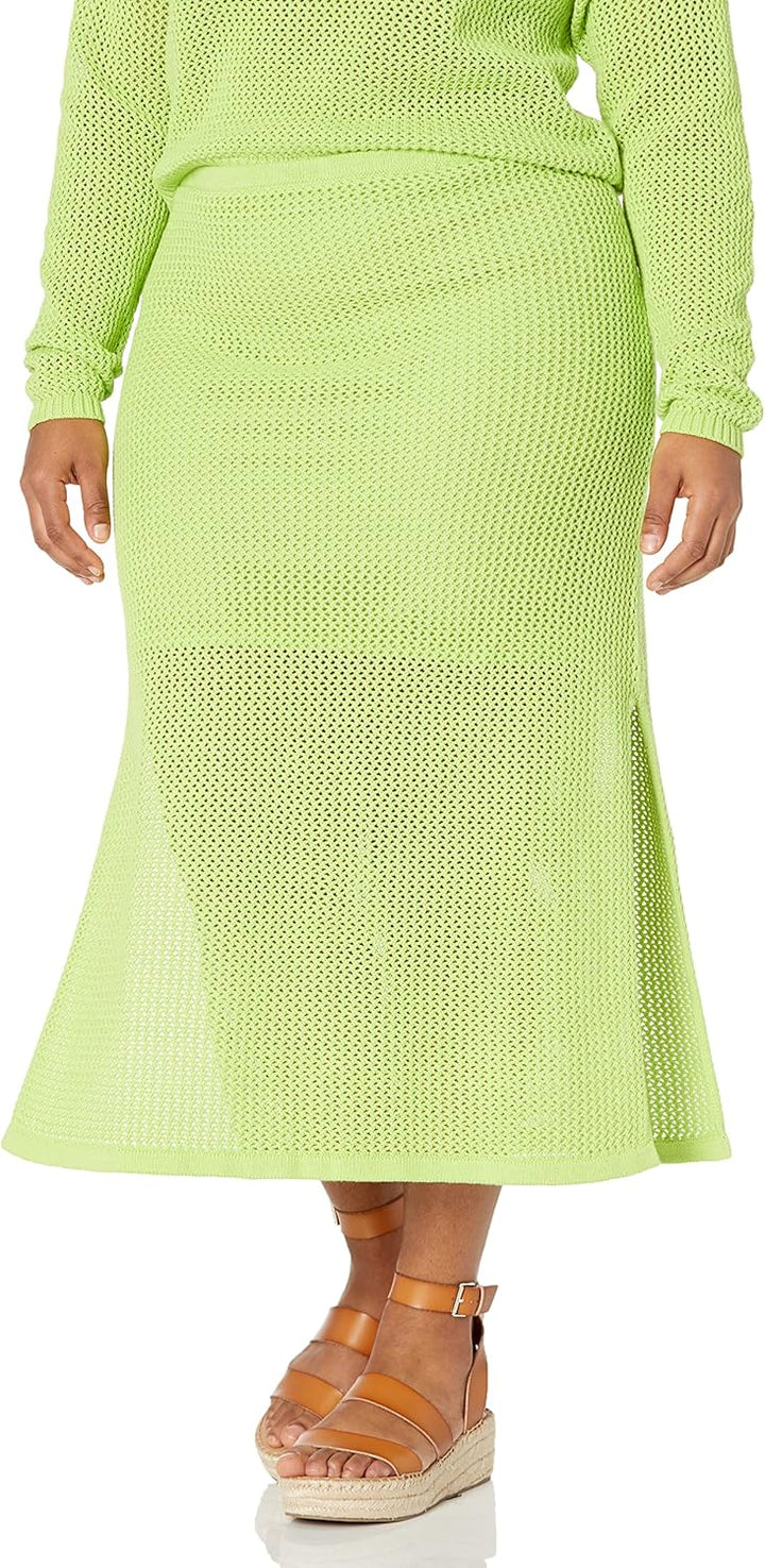 The Drop Midi-Rock für Damen, Halle, gehäkelt, mit seitlichem Schlitz XXL Limette, XXL Limette