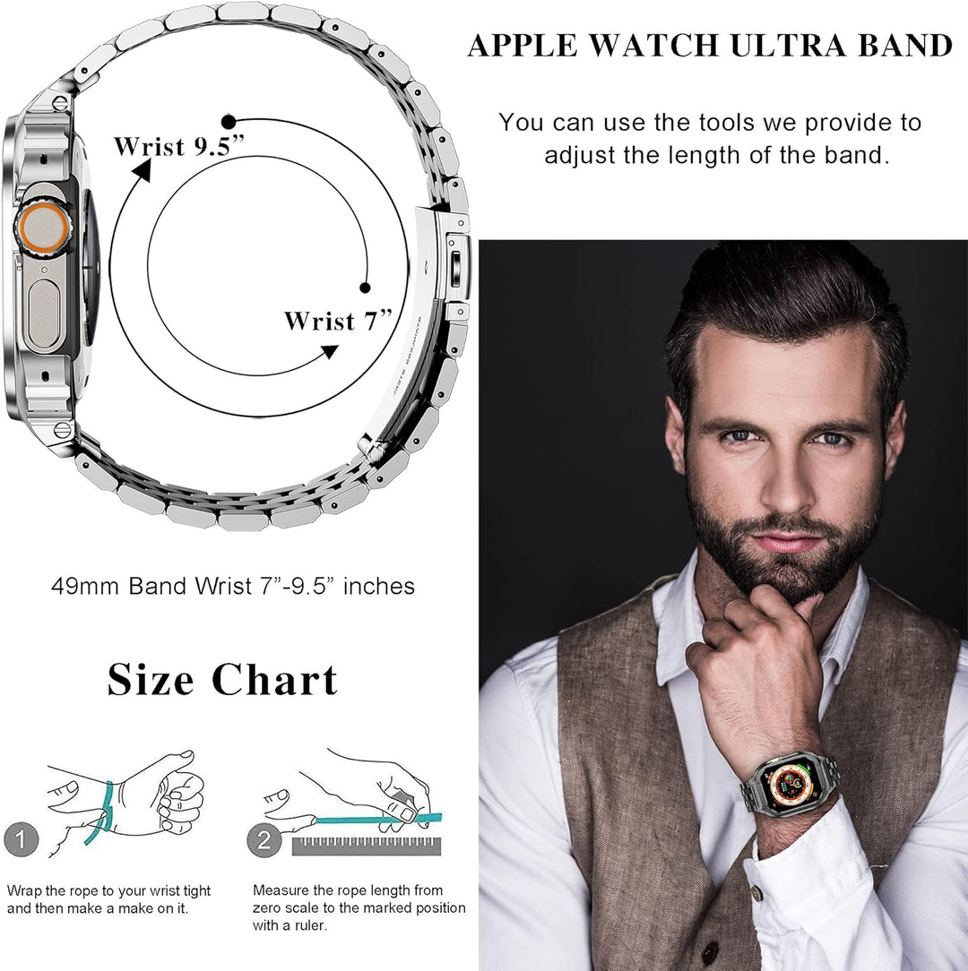 Amznew Apple Watch-Armbänder kompatibel mit iWatch Serie 8/7 (41 mm) 6/5/4/SE (40 mm), Edelstahl-App
