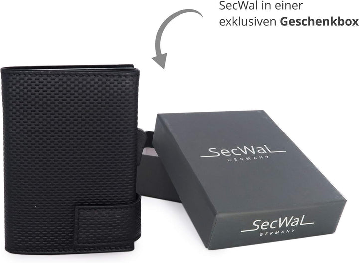 SecWal Kartenetui mit Münzfach Reissverschluss (Schwarz Osaka), Schwarz Osaka