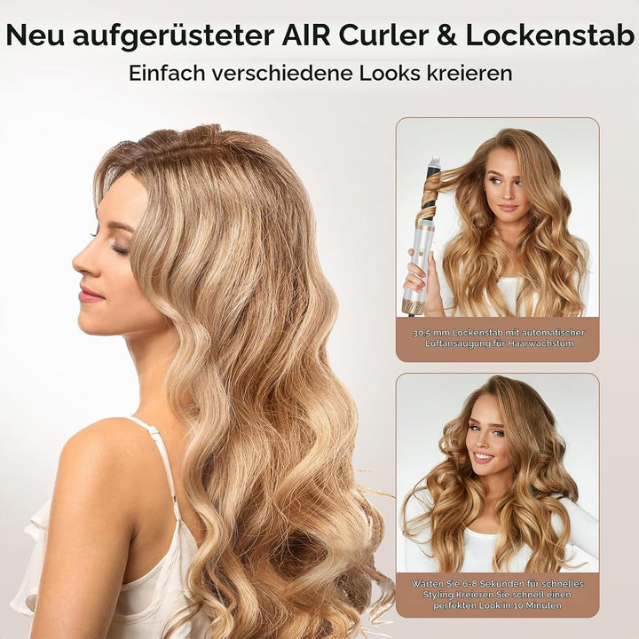 Souvik Hair Tool Set Multifunktionaler mit Warmluftbürste, Ionen Haarföhn, Lockenstab Automatisch, F