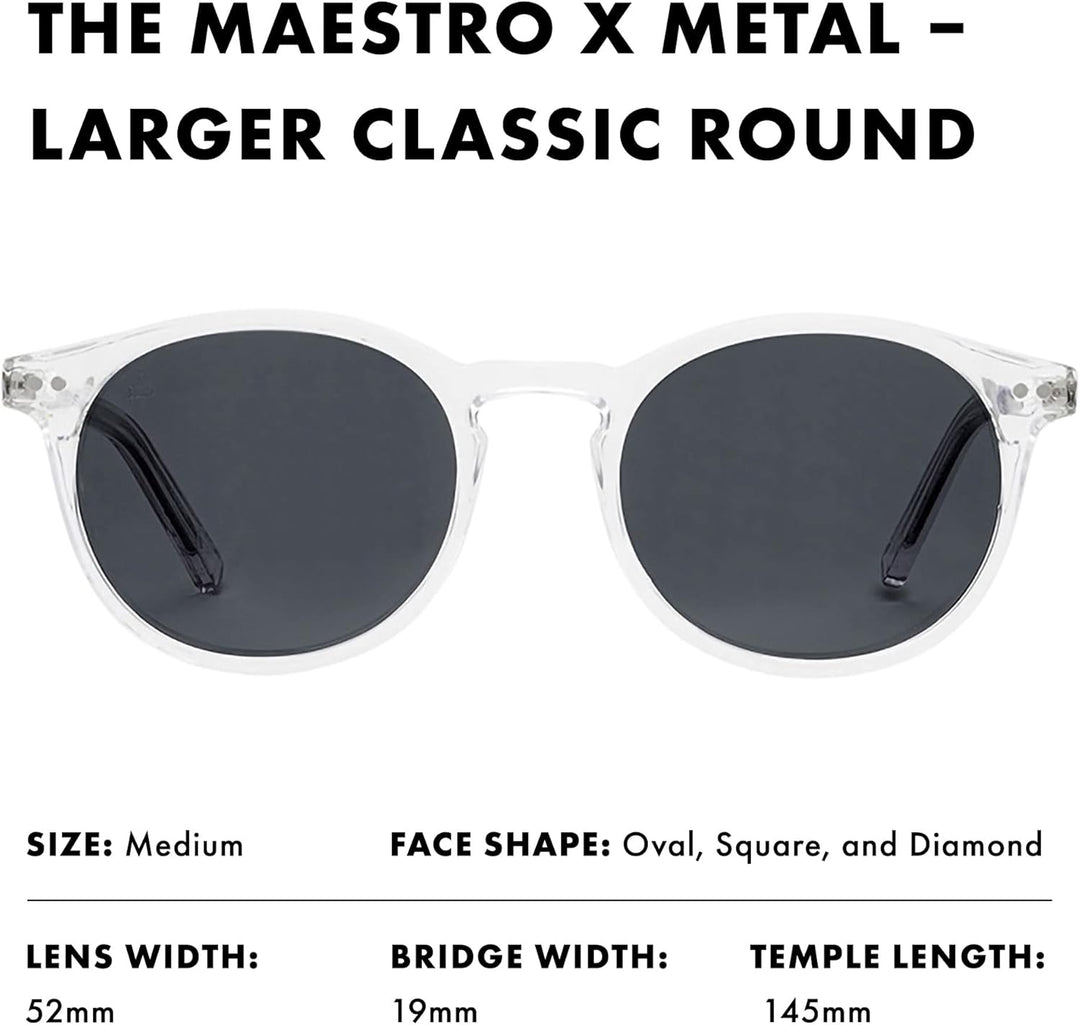 PRIVÉ REVAUX Unisex Maestro Mx/S Sunglasses 42 900/M9 Crystal, 42 (XS) 900/M9 Crystal