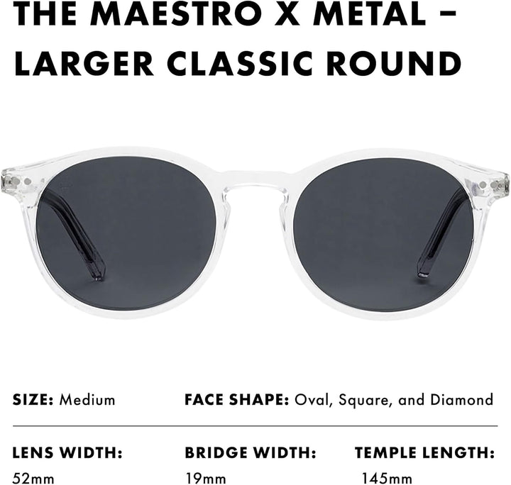 PRIVÉ REVAUX Unisex Maestro Mx/S Sunglasses 42 900/M9 Crystal, 42 (XS) 900/M9 Crystal