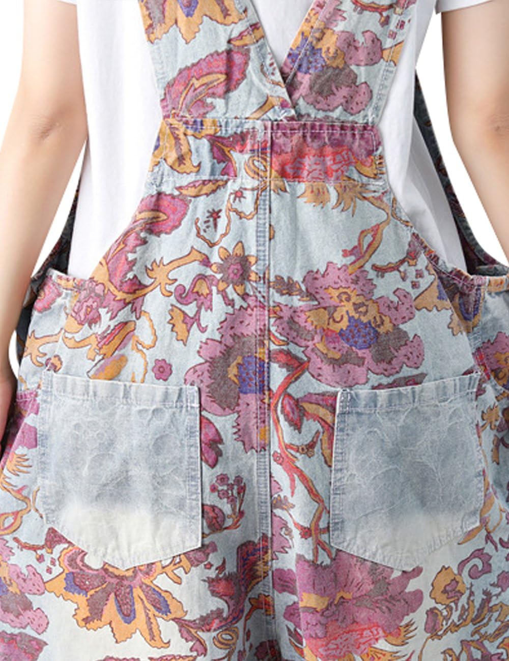 Youlee Damen Gedruckt Riemchen Overalls Casual Strampler Denim Latzhose Einheitsgrösse Stil 1, Einhe