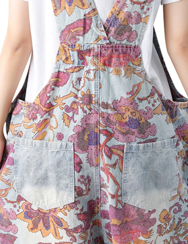 Youlee Damen Gedruckt Riemchen Overalls Casual Strampler Denim Latzhose Einheitsgrösse Stil 1, Einhe