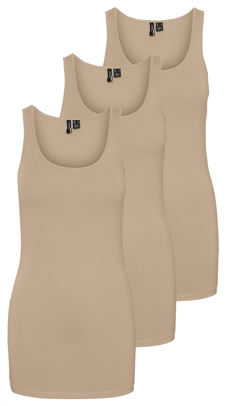 VERO MODA Damen VMMAXI My Soft Long Tank TOP GA 4 10265024 XS Beige (3x Nomad), XS Beige (3x Nomad)
