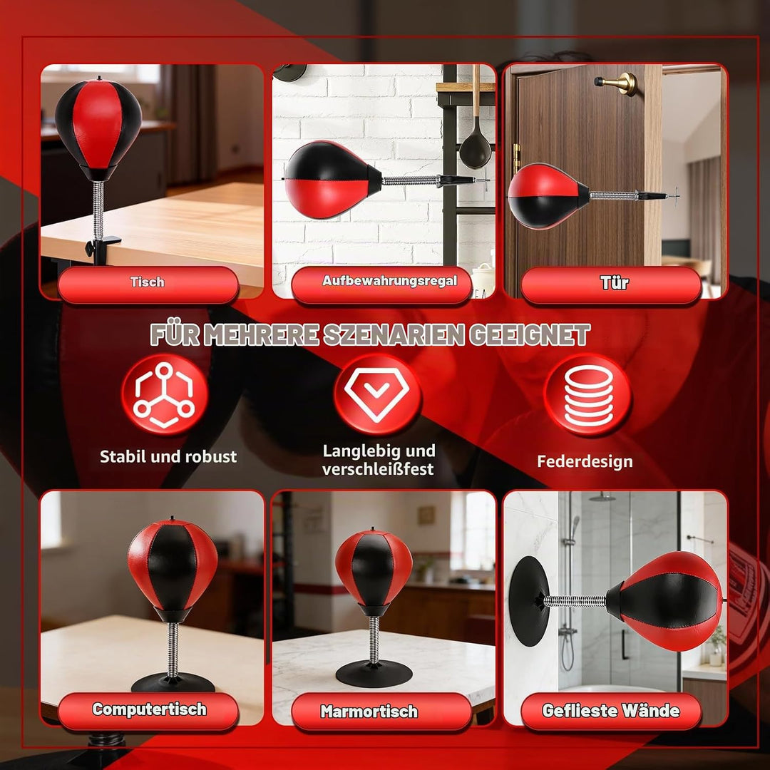 Boxsack Tisch Punchingball Boxen mit Saugnapf und Tischklemme, Anti Stress Boxbirne fürs Büro &amp; Zuha
