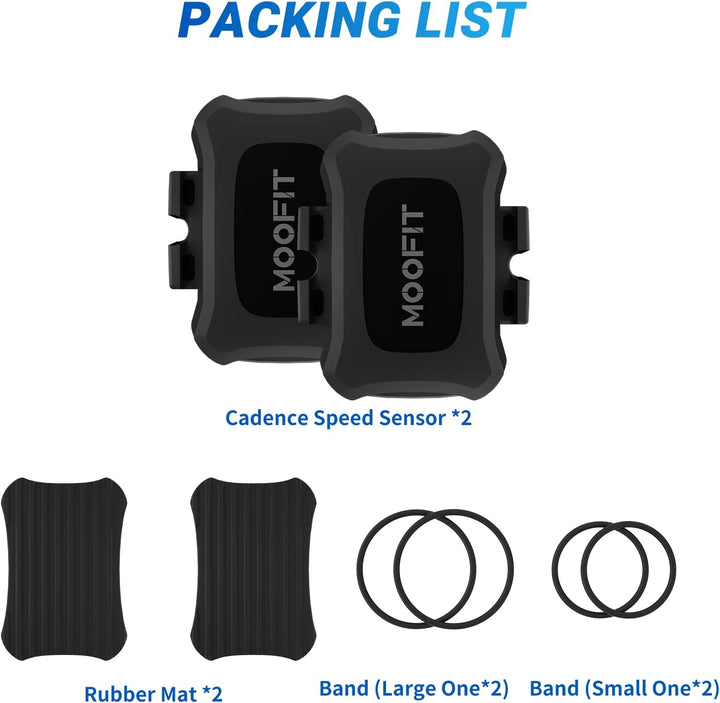 moofit CS9 Geschwindigkeitssensor und Trittfrequenzsensor,Bluetooth & ANT+, Kabelloser Fahrraddrehza