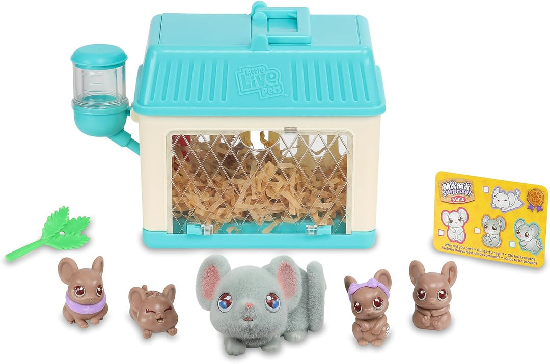 Little Live Pets - Mama Surprise Minis Maus, Plüschmaus mit Geräuschen und Bewegungen, die Babys, in