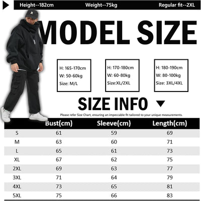 Eocicvvi Pullover Herren Rollkragen Hip Hop Fleece Pulli Kapuzenpullover Hoodie Sweater Sweatshirt M