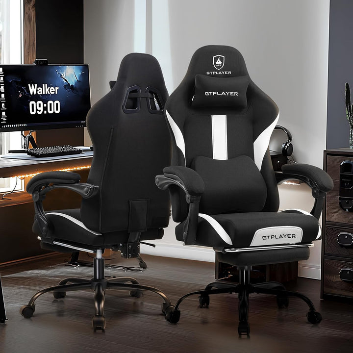 GTPLAYER Gaming Stuhl, Gamer Stuhl, Atmungsaktiver Bürostuhl aus Hochwertigem Stoff, Ergonomischer P