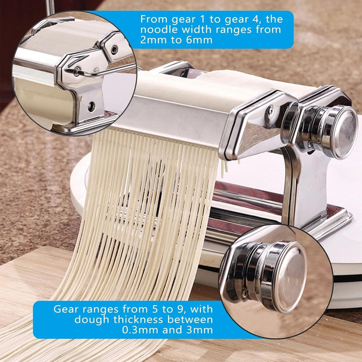 Nudelmaschine,Edelstahl pasta maker,Nudelmaschine manuell,9-Gang-Verstellung pastamaschine,für Nudel