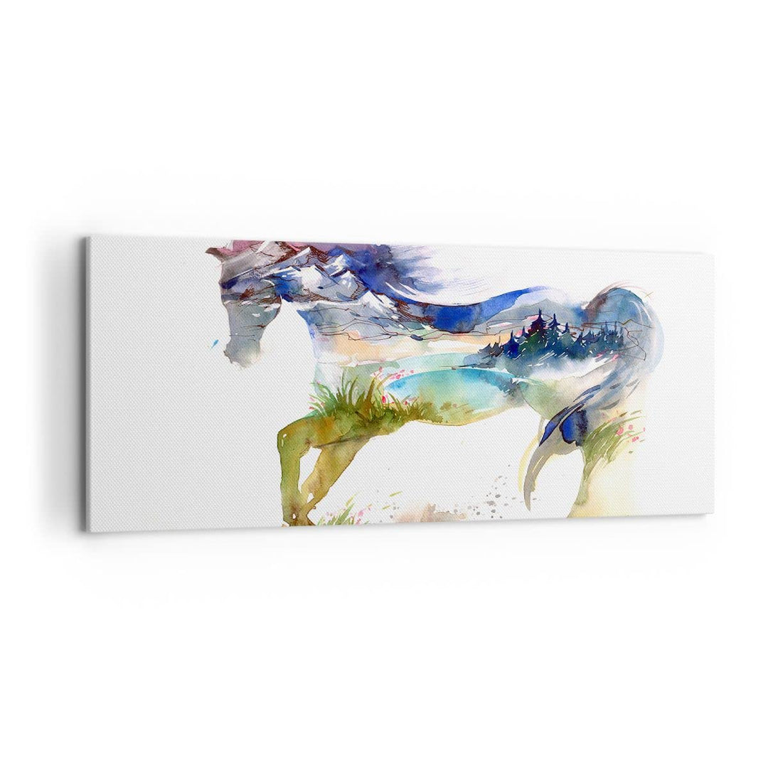 Wandbilder Dekoration Wohnzimmer Pferd Natur arabien ethnische Panorama Bilder auf Leinwand 120x50cm