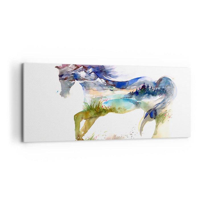 Wandbilder Dekoration Wohnzimmer Pferd Natur arabien ethnische Panorama Bilder auf Leinwand 120x50cm