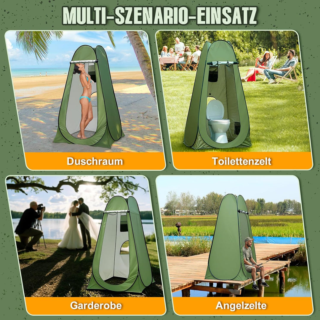 Charmofun Duschzelt Camping, Toilettenzelt Pop Up Umkleidezelt UV-Schutz, Mobile Tragbar WC Zelt mit