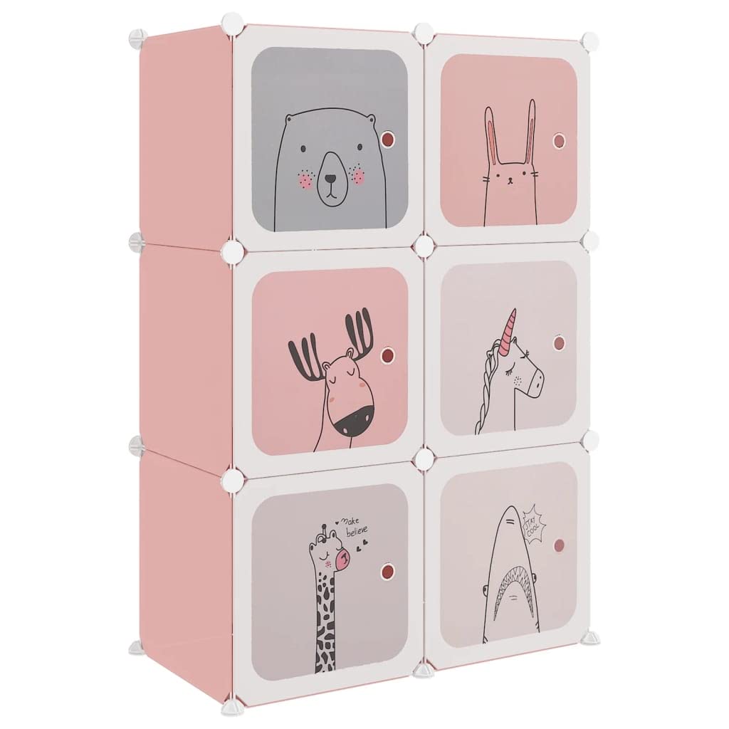 vidaXL Kinderschrank Modular mit 6 Würfeln, Regalsystem mit viel Stauraum, Würfelregal mit Stahlrahm