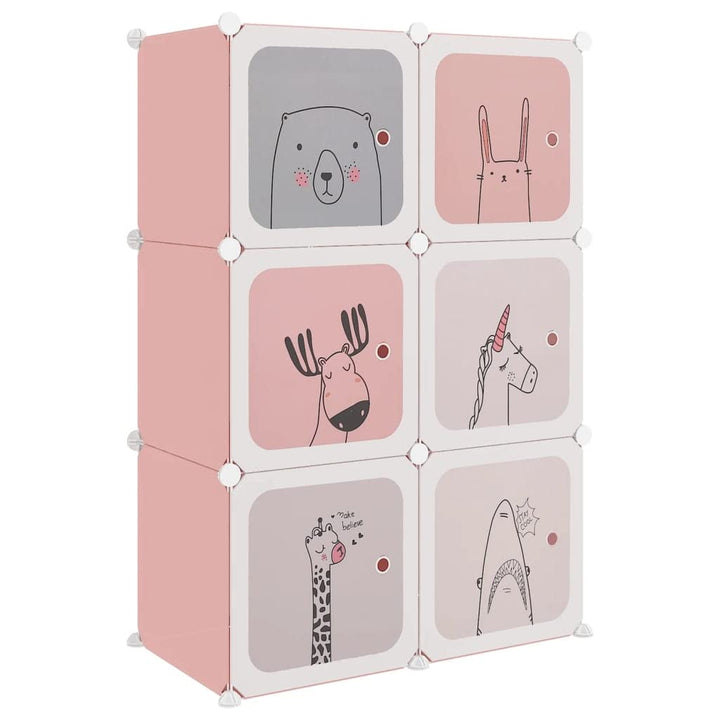 vidaXL Kinderschrank Modular mit 6 Würfeln, Regalsystem mit viel Stauraum, Würfelregal mit Stahlrahm