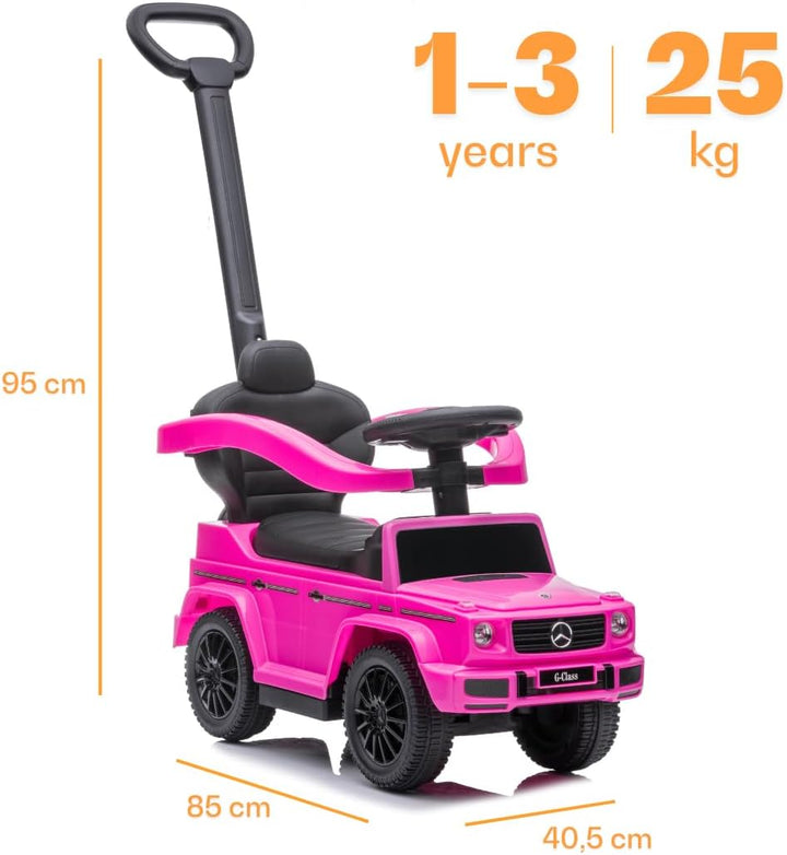 Mercedes G350d 2-in-1 Rutschauto mit Schiebestange, 1-3 Jahre, Rosa, Rosa