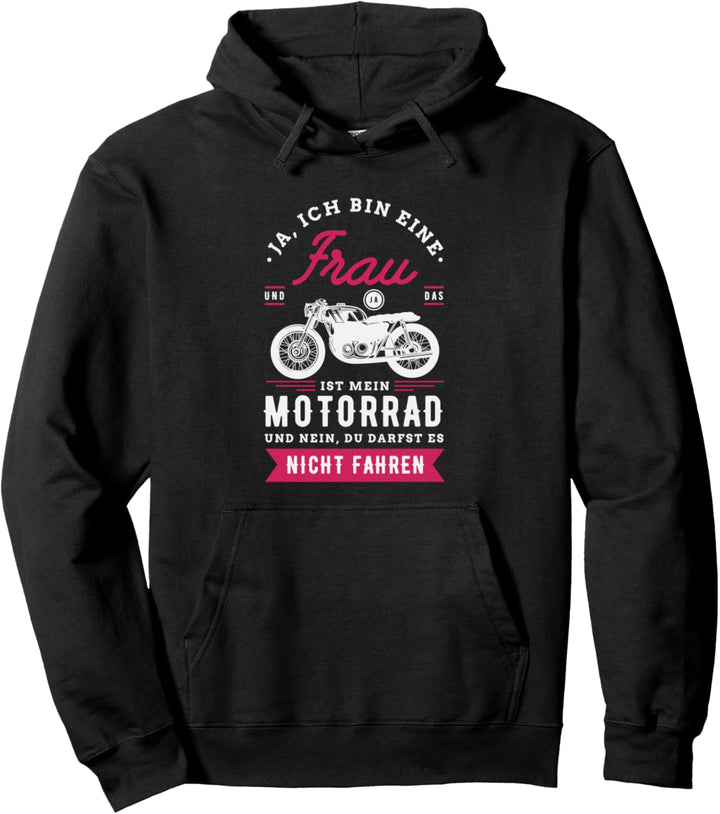 Motorrad Motiv Coole Motorradfahrerin Heisse Bikerin Spruch Pullover Hoodie