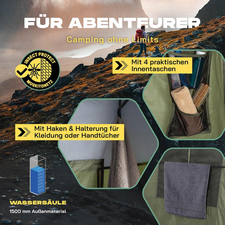 LUMALAND Premium Duschzelt | Toilettenzelt für Indoor &amp; Outdoor | Mobiles Umkleidezelt &amp; Lagerzelt |