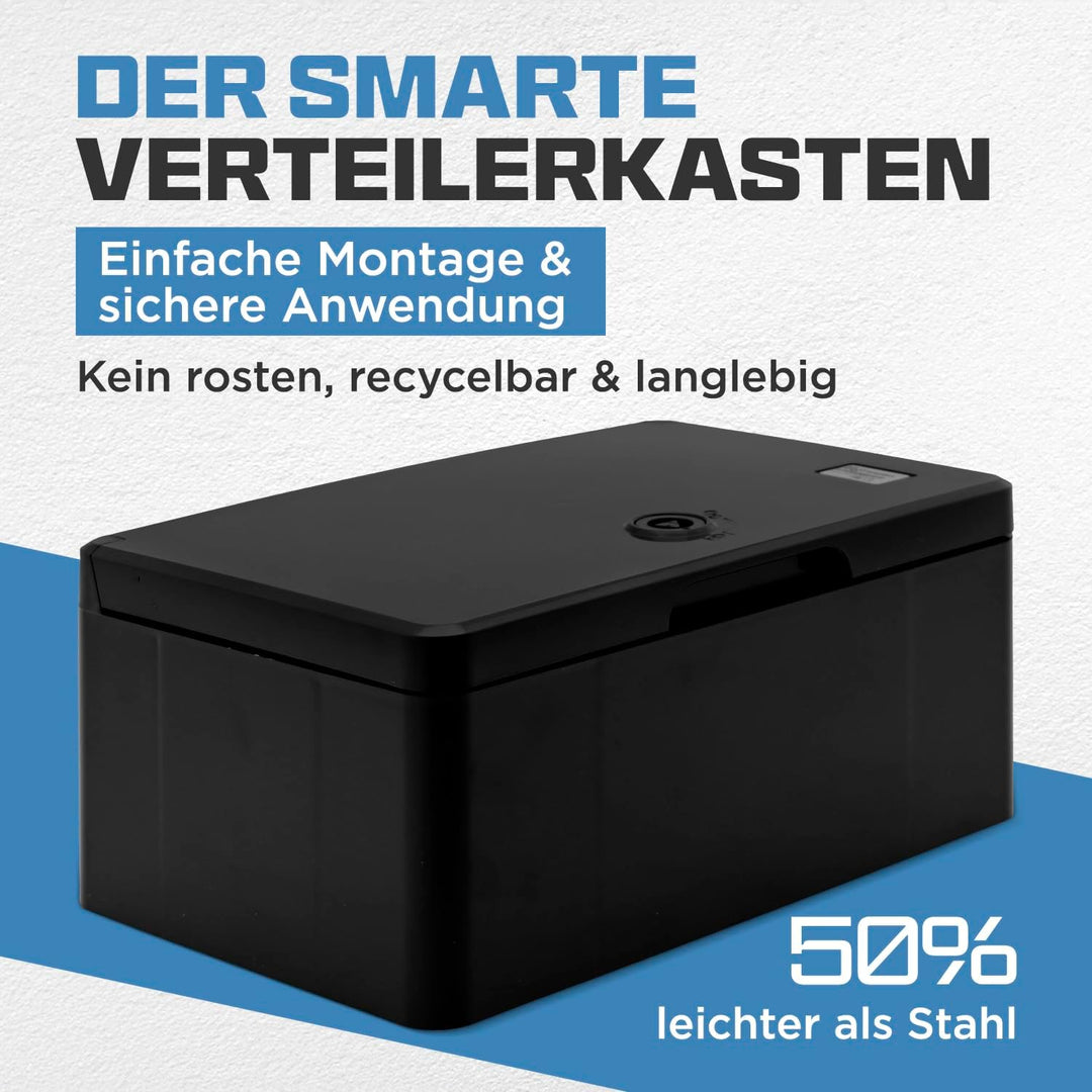 BOXEXPERT® Verteilerkasten aussen wasserdicht [ABS Kunststoff IP65 Gehäuse] schwarz (Serie Fleet) 60