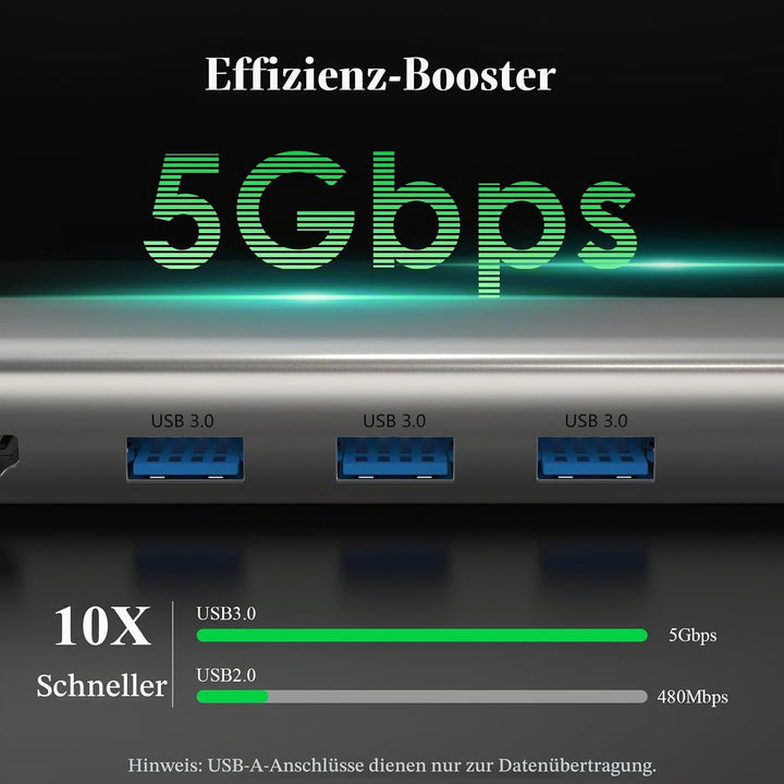 Minthouz USB-C-Hub für Dell, HP Lenovo, 6-in-1-Multiport-Adapter, USB-C-zu-HDMI mit 4K@60Hz, 100W PD