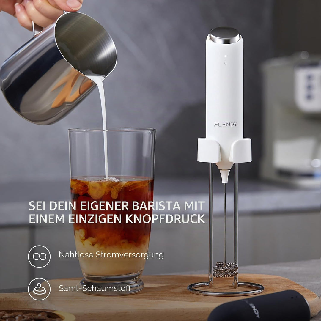 Wiederaufladbarer Hand Milchaufschäumer Stab, Aufschäumer Stab mit USB-C Ladehalterung, Mini Milchau