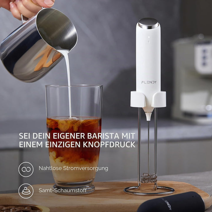 Wiederaufladbarer Hand Milchaufschäumer Stab, Aufschäumer Stab mit USB-C Ladehalterung, Mini Milchau