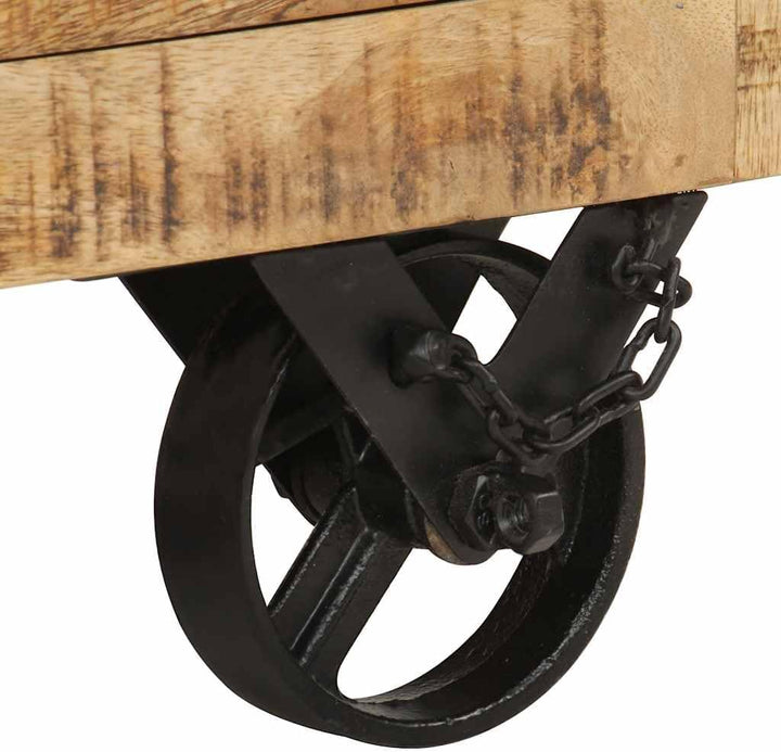 vidaXL Raues Mangoholz Couchtisch mit 5 Schubladen 1 Staufach Vintage Beistelltisch Wohnzimmertisch