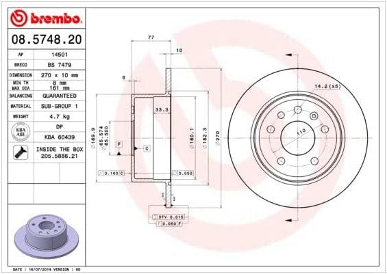 Brembo 08.5748.20 Bremsscheibe - Paar