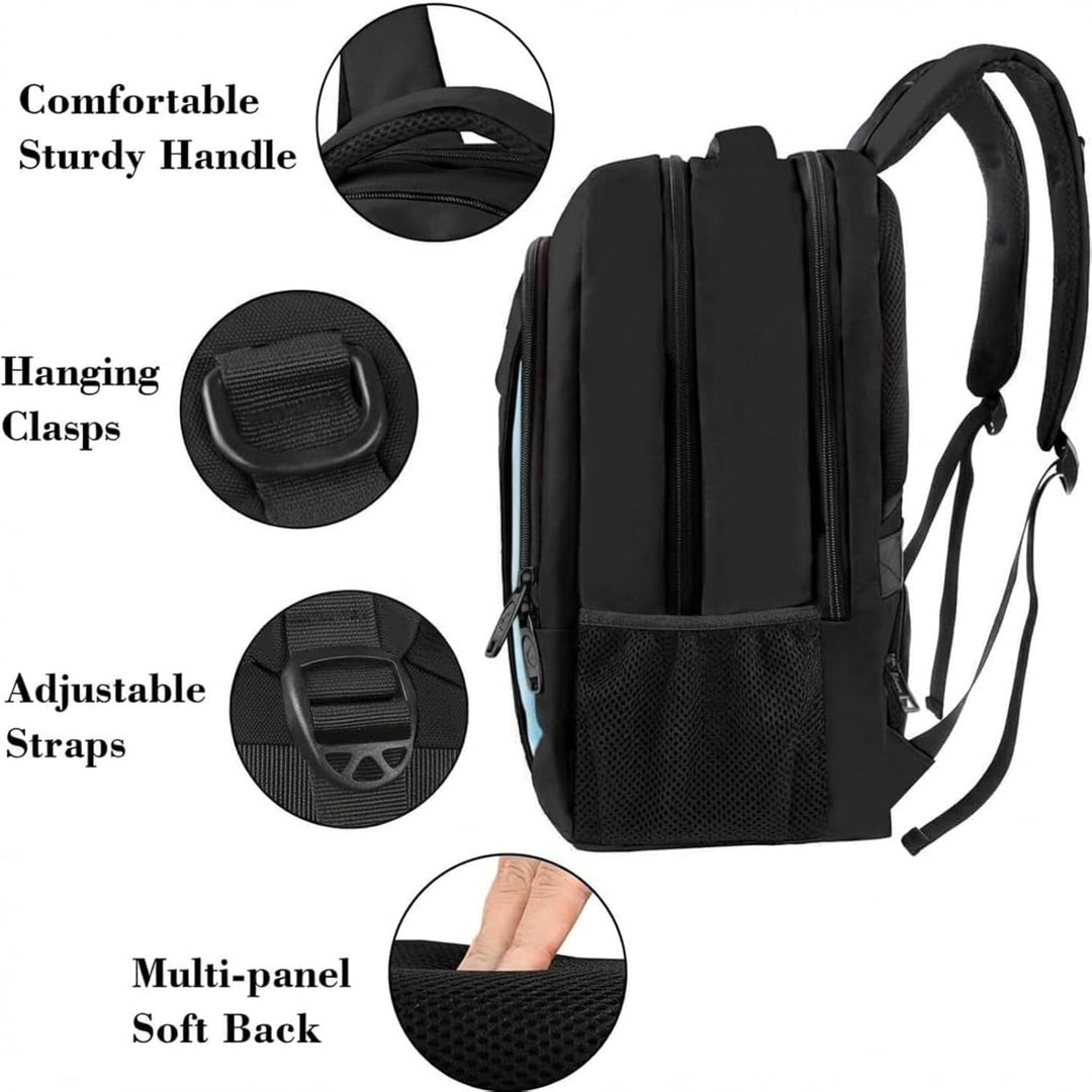 MATEIN Business Rucksack, 17,3 Zoll Laptoptasche, USB, Blau Schwarz | Mit Laptopfach, Wasserdichter