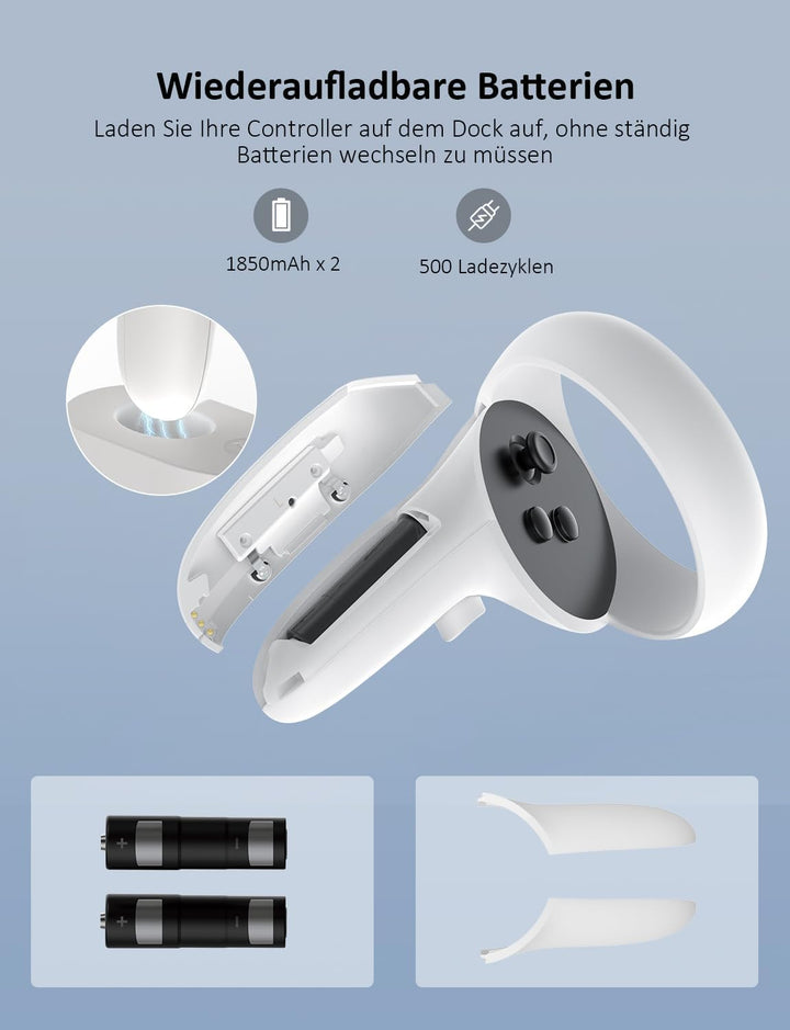 NexiGo Ladestation für Oculus Quest 2 Zubehör, Headset-Displayhalter und Controller-Halterung, [Supp
