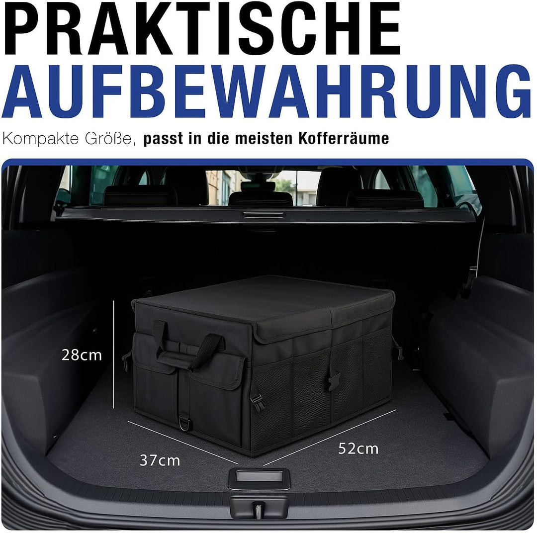 Lescars Auto Aufbewahrungsbox: Kofferraum-Organizer mit Fächern und Deckel, 50 Liter, Anti-Rutsch (A