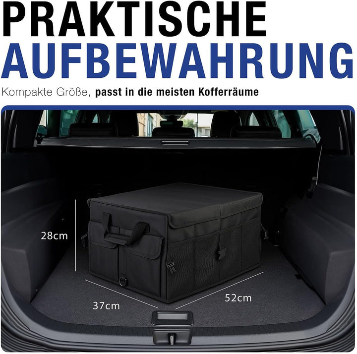 Lescars Auto Aufbewahrungsbox: Kofferraum-Organizer mit Fächern und Deckel, 50 Liter, Anti-Rutsch (A