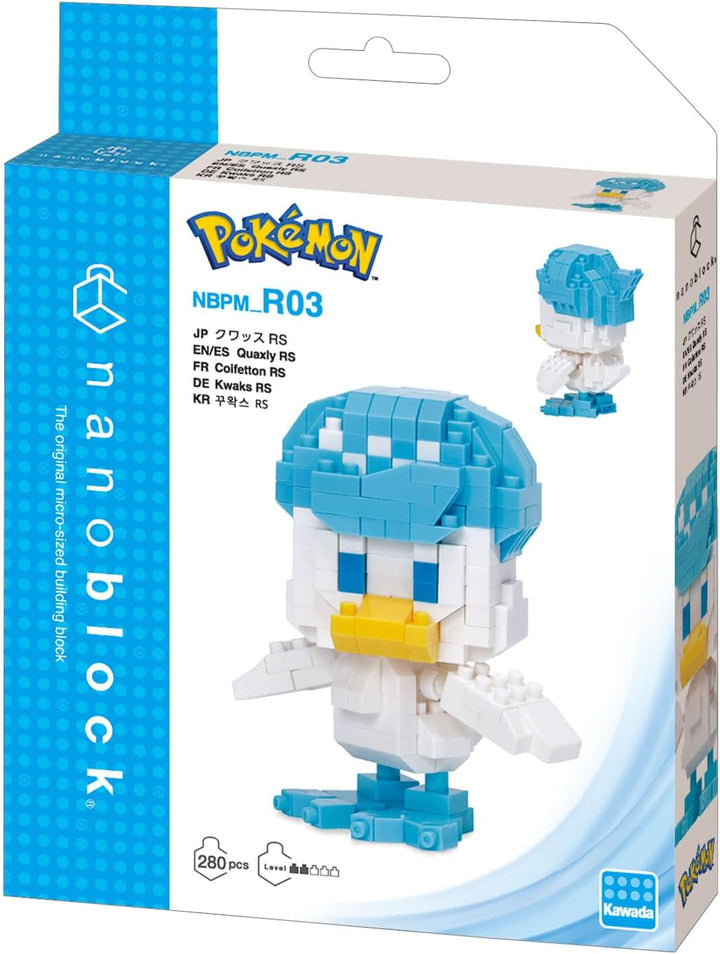 Bandai - Nanoblock - Kwaks (Quaxly) - Pokémon - Mini-Bausteinfigur - Konstruktionsspiel - Bausatz fü