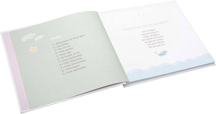 goldbuch 50 500 Babytagebuch Little Splash, Erinnerungsalbum mit 100 illustrierten Seiten, Einband m