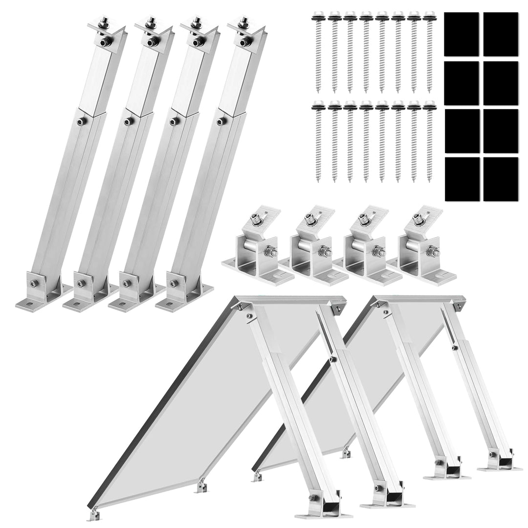 Aufständerung Solarmodul Halterung Balkonkraftwerk Flachdach PV VERSTELB 15-60° (2 Paneele SET 30°-6