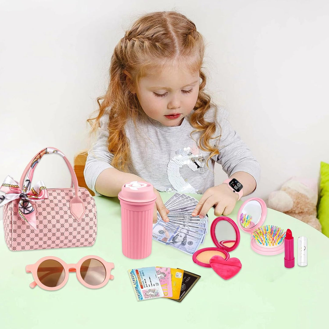 Spielhandtasche Für Kinder - Kleinkind Handtasche Mit Spiel-Kosmetik,Prinzessinnen Verwandlungsspiel