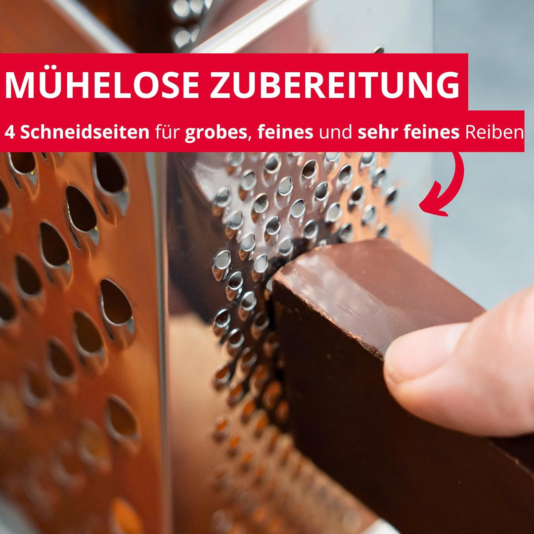 Westmark Vierkantreibe mit Schiebeverschluss, 4 Schneid-/Reibeflächen, Höhe: 26,4 cm, Rostfreier Ede