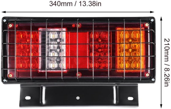 HEHEMM 2 x Multifunktions-Rückleuchten 32 LEDs mit Eisennetz 12 V 12 V., 12 V.