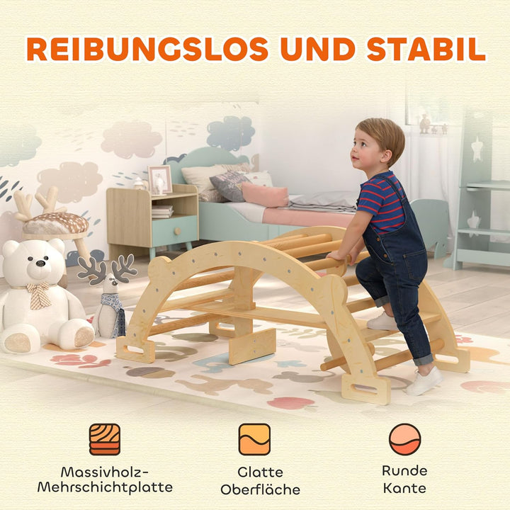 AIYAPLAY Montessori Klettergerüst Indoor, 2 in 1 Kletterbogen & Schaukelpferd, Kletterspielzeug aus