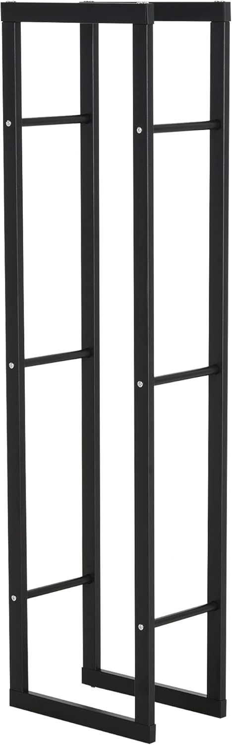 HOMCOM Feuerholzregal Kaminholzablage Kaminholzständer Kaminholzhalter 100kg Stahl Schwarz L40 x B25