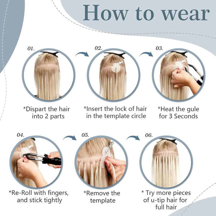 Bonding Extensions Echthaar Haarverlängerung Keratin U Tip 1g/Strähne 100g/Packung Günstig Natürlich