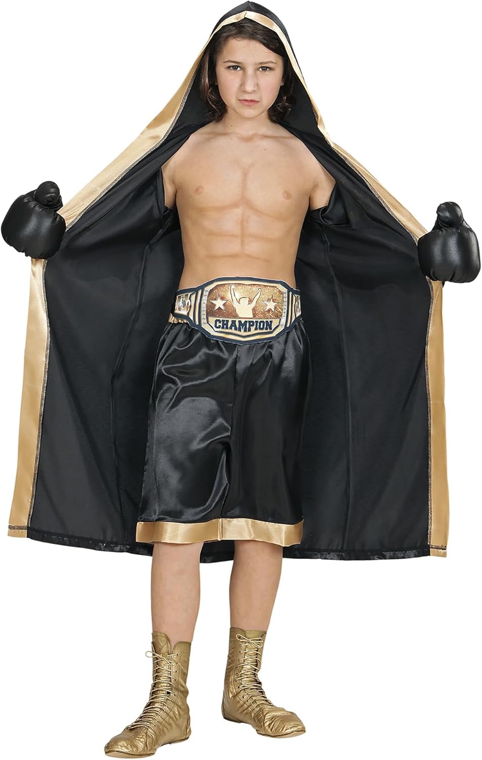 "WORLD BOXING CHAMPION" (hooded robe, shorts, belt, boxing gloves) - (164 cm / 14-16 Years), 164