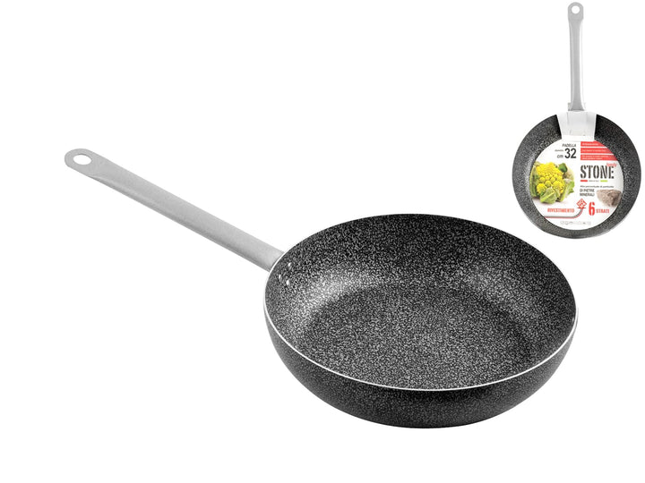 Home Family Stone Antihaft-Bratpfanne mit Griff, Stein, Schwarz/Grau, 32 cm