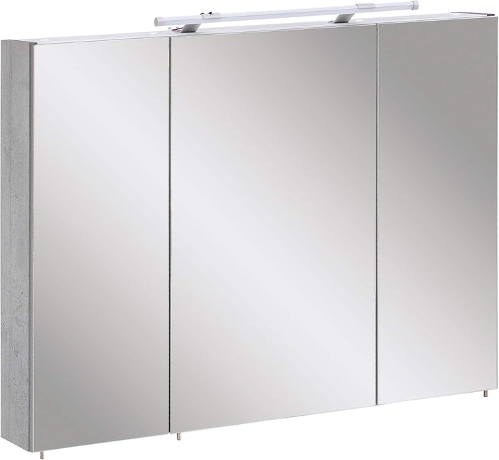 Schildmeyer Bello Spiegelschrank, Holzdekor, Steingrau, 90.0 x 16.0 x 75.0 cm 90 cm Single, 90 cm Si