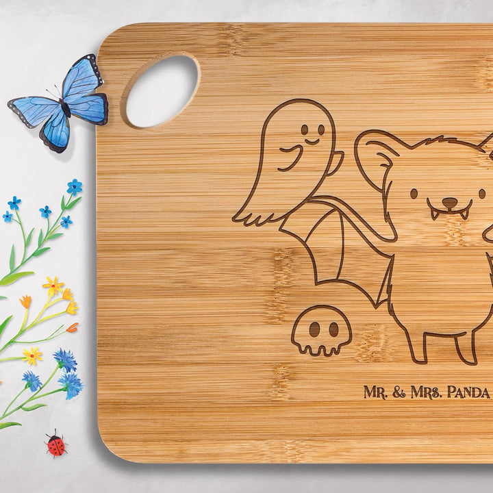 Mr. & Mrs. Panda Holzbrett Fledermaus Dracula - Geschenk, Frühstücksbrett, Dekoration, Schneidebrett
